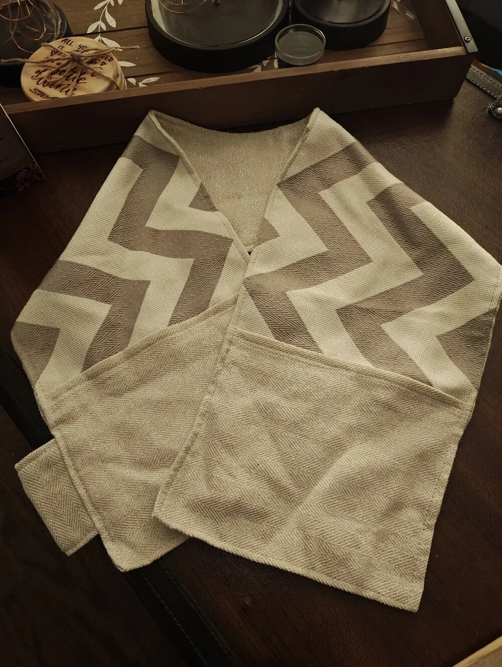 Neutral Chevron Scarf- Beige & Taupe